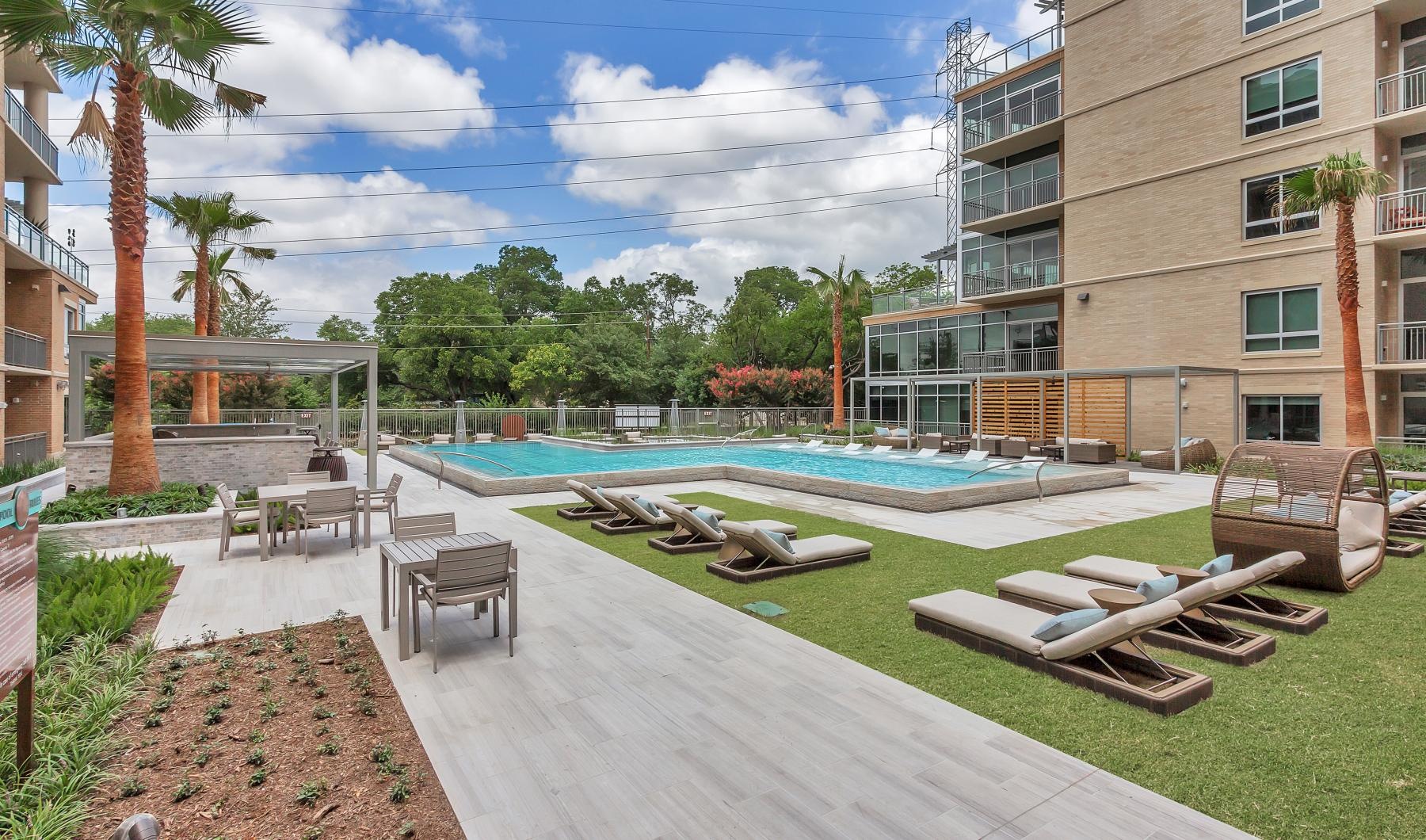 a swimming pool in a backyard