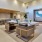 a large living room with a large aquarium