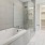 a bathroom with a glass shower