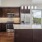 a kitchen with a large window